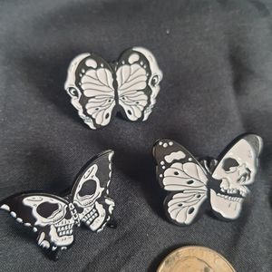 Skull Butterfly Enamel Pins